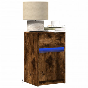 Bedside Cabinet Set of 2 Smoked Oak Engineered wood Med...