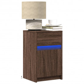 Bedside Cabinet Brown Oak Engineered Wood Medium Bedsid...