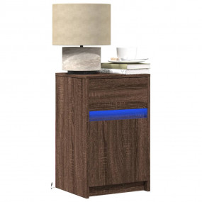 Bedside Cabinet Set of 2 Brown Oak Engineered Wood Medi...