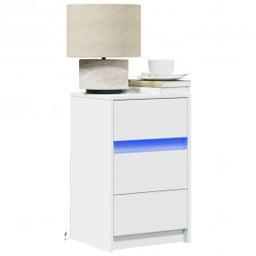 Bedside Cabinet White Engineered wood Small Bedside Cab...
