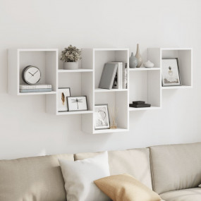 Wall Shelf White Engineered Wood Large Wall mounting Wa...
