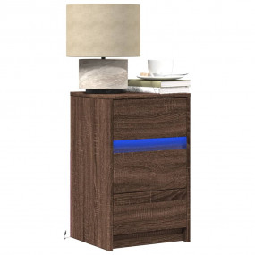 Bedside Cabinet Brown Oak Engineered Wood Medium Bedsid...