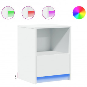 Bedside Cabinet White Engineered Wood Nightstand End Ta...