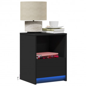 Bedside Cabinet Set of 2 Black Engineered wood Medium