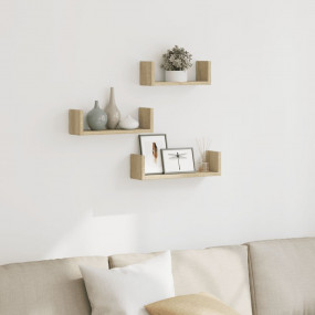 Wall Shelf Set of 3 Sonoma oak Engineered wood Small-Me...