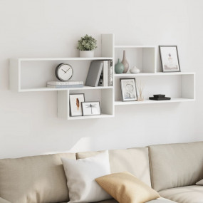 Wall Shelf White Engineered wood Large Wall Shelf Recta...