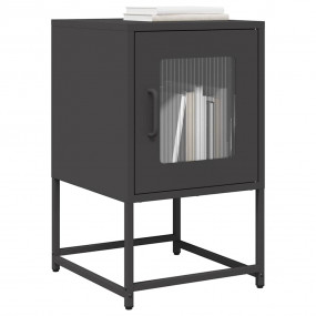 Bedside Cabinet Black Cold-rolled Steel Medium Bedside ...