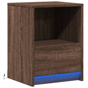 Bedside Cabinet Brown oak Engineered wood Compact Bedsi...