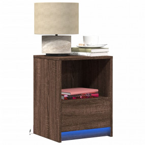 Bedside Cabinet Set of 2 Brown Oak Engineered Wood Medi...