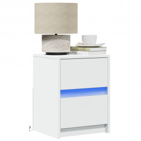Bedside Cabinet Set of 2 White Engineered wood Compact