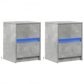 Bedside Cabinet Set of 2 Concrete Grey Engineered wood ...