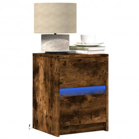 Bedside Cabinet Set of 2 Smoked oak Engineered wood Sma...