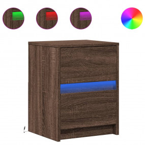 Bedside Cabinet Set of 2 Brown Oak Engineered Wood