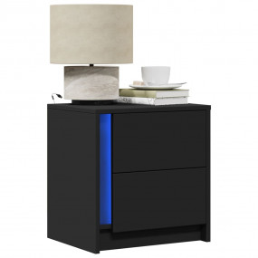 Bedside Cabinet Set of 2 Black Engineered wood Standard