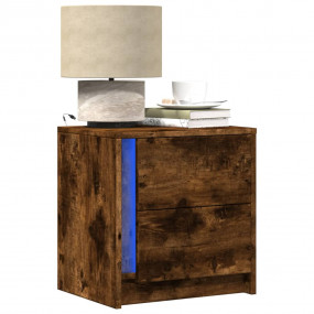 Bedside Cabinet Set of 2 Smoked Oak Engineered wood