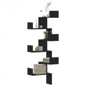 Wall Corner Shelf Black Engineered Wood Medium Wall-mou...