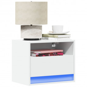 Wall-mounted Bedside Cabinet Set of 2 White Engineered ...