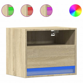 Wall-mounted Bedside Cabinet Set of 2 Sonoma oak Engine...