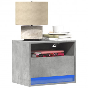 Wall-mounted Bedside Cabinet Set of 2 Concrete grey Eng...
