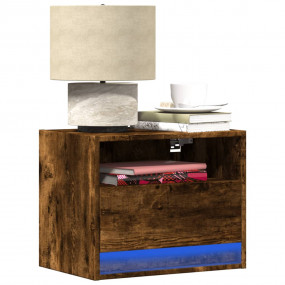 Wall-mounted Nightstand Set of 2 Smoked oak Engineered ...