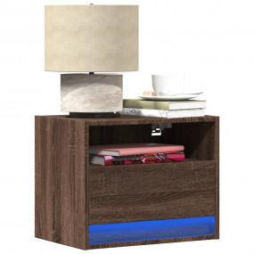 Wall-mounted Bedside Cabinet Brown oak Engineered wood ...
