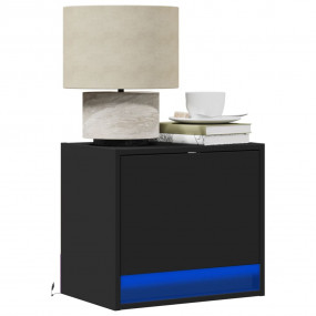 Wall-mounted Bedside Cabinet Set of 2 Black Engineered ...