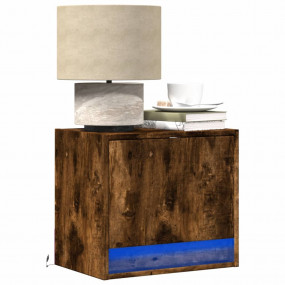 Wall-mounted Bedside Cabinet Smoked oak Engineered wood...