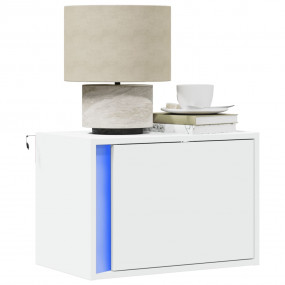 Wall-Mounted Bedside Cabinet Set of 2 White Engineered ...