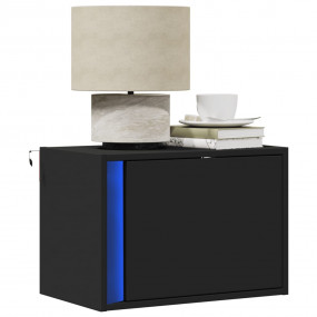Wall-mounted Bedside Cabinet Black Engineered wood Comp...