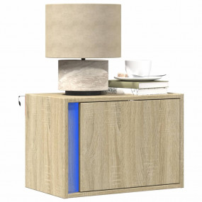 Wall-mounted Bedside Cabinet Set of 2 Sonoma Oak Engine...