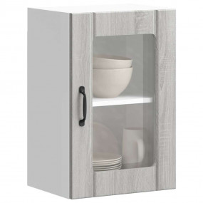 Kitchen Wall Cabinet Gray sonoma Engineered wood and gl...