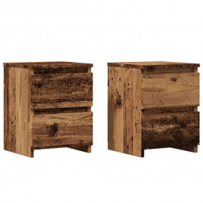 Bedside Cabinet Set of 2 Old wood Engineered wood Bedsi...