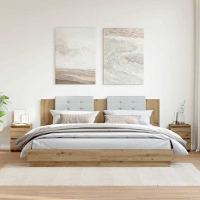 Bedside Cabinet Set of 2 Artisan Oak Engineered Wood