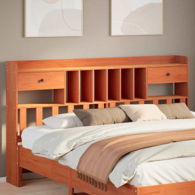 Headboard Wax Brown Solid Pine Wood Full Headboard Rect...