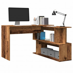 Corner Desk Old Wood Engineered Wood Large Rotatable