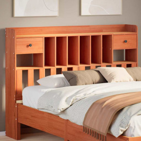 Headboard Wax Brown Solid Pine Wood Double Headboard