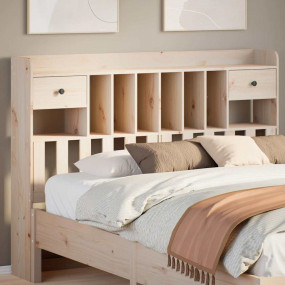 Headboard Natural Wood Solid Pine Wood Double Bed Headb...