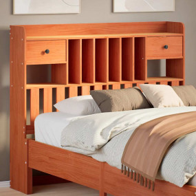 Headboard Wax Brown Solid Pinewood Double Headboard Rec...