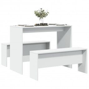 Dining Table And Bench Set White Engineered wood Medium