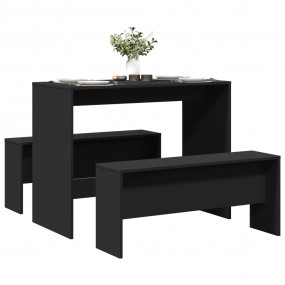 Dining Table And Bench Set Black Engineered wood Compac...