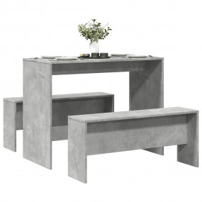 Dining Table And Bench Set Concrete grey Engineered woo...