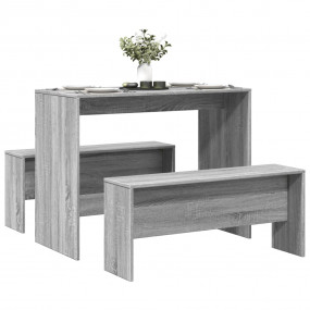 Dining Table And Bench Set Gray Sonoma Engineered Wood ...