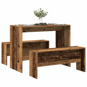 Dining Table And Bench Set Old Wood Engineered Wood Sta...