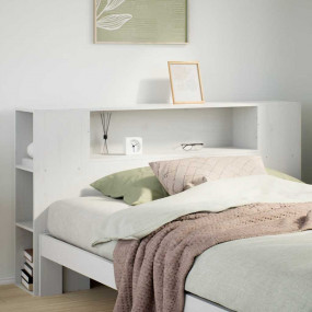 Headboard White Solid Pine Wood Double Rectangular Rust...
