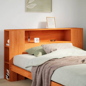 Headboard Wax Brown Solid Pine Wood Double Headboard