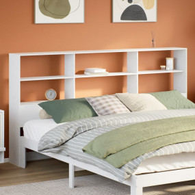 Headboard White Solid pinewood 78.7 in for double bed H...
