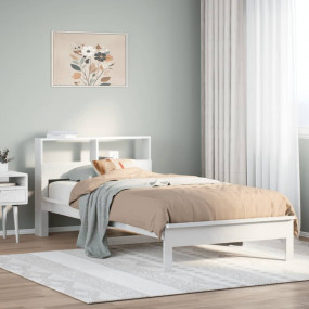 Bookcase Bed White Solid pine wood, Plywood Small Singl...