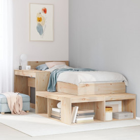 Bedside Cabinet With Desk Natural Wood Solid Pine Wood