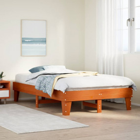 Bed Frame Wax brown Solid pine wood, Plywood Full Bed F...