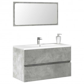 Bathroom Cabinet With Mirror Concrete Grey Engineered W...